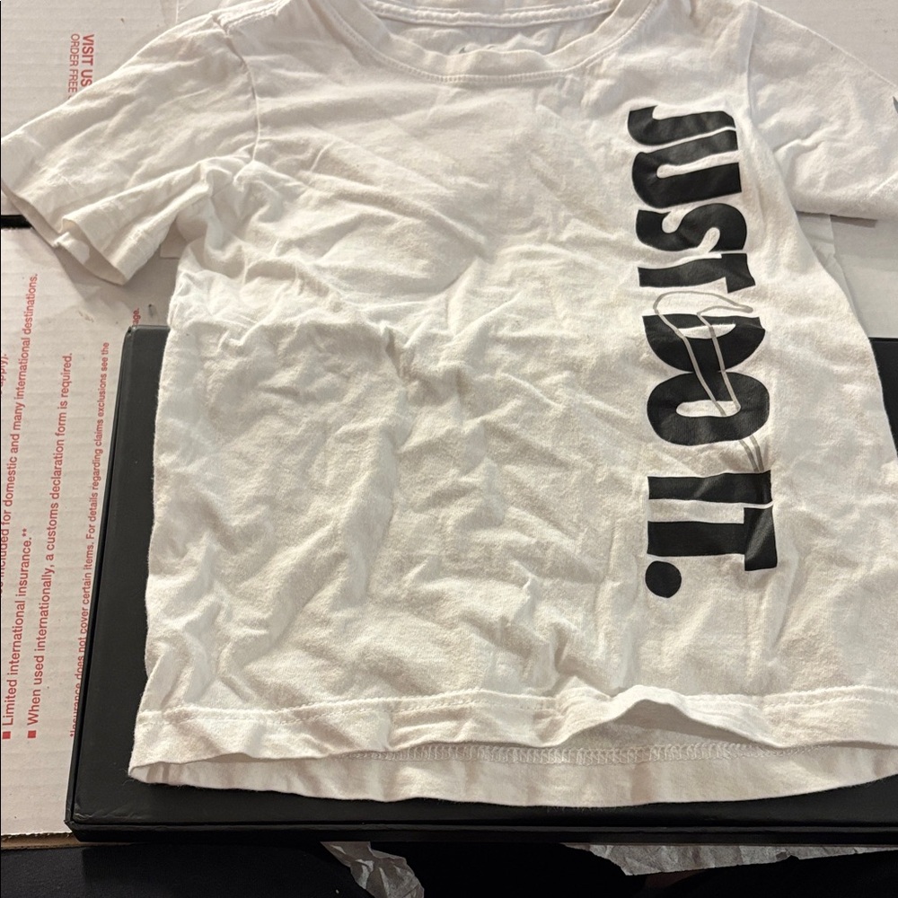 Nike Kids White T-Shirt with Black 'Just Do It' Print 6